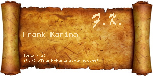 Frank Karina névjegykártya